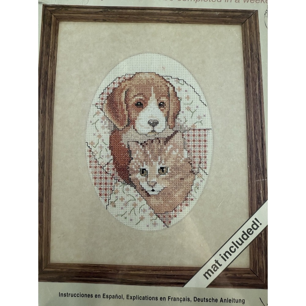 Weekenders Counted Cross Stitch Kit #03518 Patchwork Pals 8x10 Dog Cat